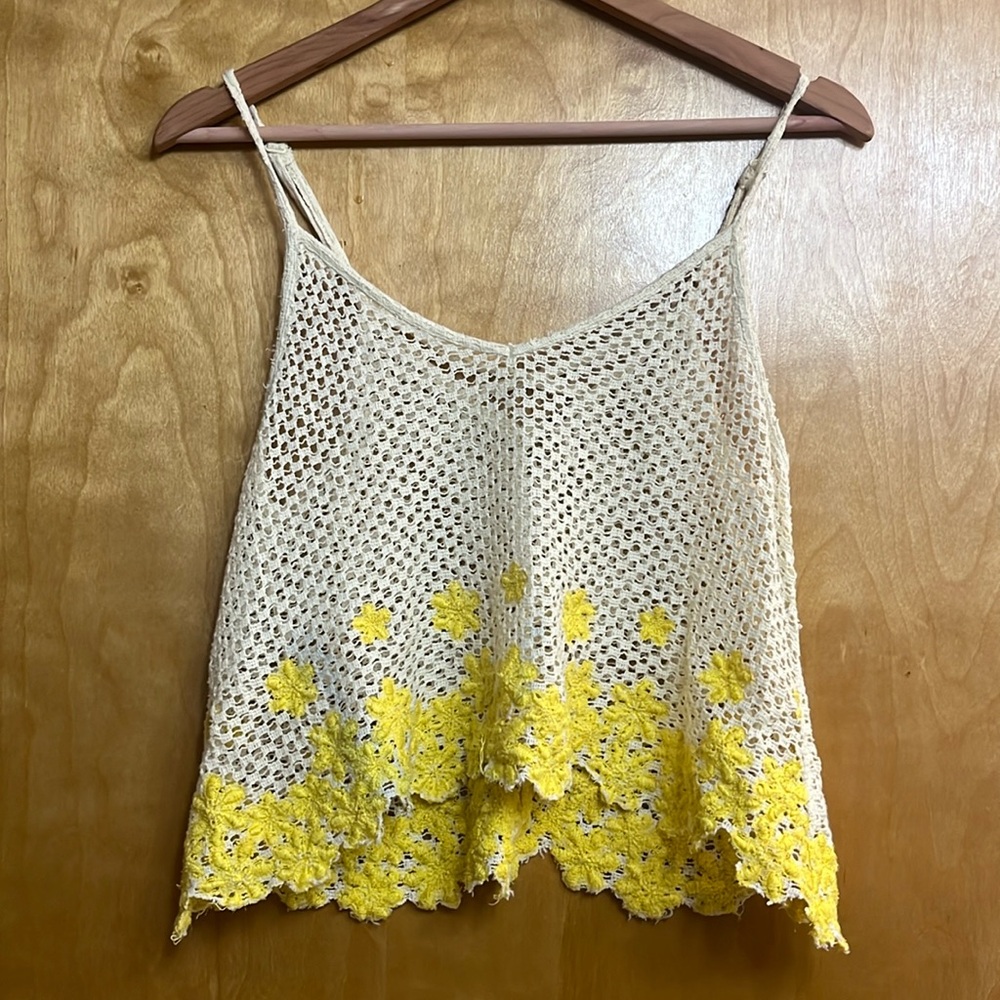 Free People summer crop top, S, cotton, yellow